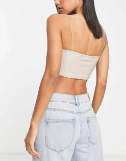 Missyempire Exclusive Ruched Bralette Co Ord In Stone For Women -Missyempire Sales Store 200864953 2