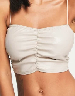 Missyempire Exclusive Ruched Bralette Co Ord In Stone For Women -Missyempire Sales Store 200864953 3