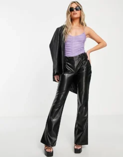 Missyempire Exclusive Mesh Ruching Strappy Body In Lilac For Women Lavender -Missyempire Sales Store 201716239 3