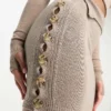 Missyempire Knitted Button Up Mini Skirt Co-ord In Taupe For Women