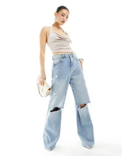 Missyempire Slinky Halterneck Buckle Detail Top In Silver For Women -Missyempire Sales Store 205524335 4