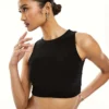 Missyempire Cropped Racer Neck Top Co-ord In Black For Women