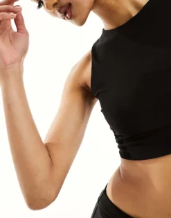 Missyempire Cropped Racer Neck Top Co-ord In Black For Women -Missyempire Sales Store 205849122 4