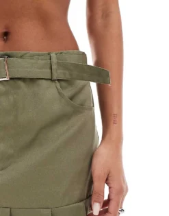 Missyempire Pleated Hem Mini Skirt Co-ord In Khaki For Women -Missyempire Sales Store 206049370 4