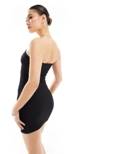 Missyempire Wire Detail Plunge Bandeau Mini Dress In Black For Women -Missyempire Sales Store 206049430 3