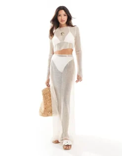 Missyempire Metallic Beach Top And Trouser Co-ord In Light Beige -Missyempire Sales Store 206052771 1 beigelurex