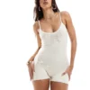 Missyempire Knitted Cami Unitard Playsuit In Cream For Women