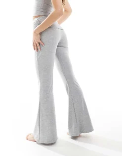 Missyempire Folded Waist Flared Trousers Co-ord In Grey For Women -Missyempire Sales Store 206278622 3