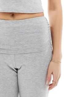 Missyempire Folded Waist Flared Trousers Co-ord In Grey For Women -Missyempire Sales Store 206278622 4