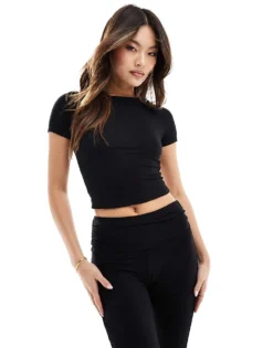 Missyempire Fitted T-shirt Co-ord In Black For Women -Missyempire Sales Store 206278636 1 black 1