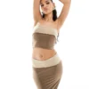 Missyempire Exclusive Slinky Bandeau Top Co-ord In Mocha For Women