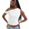 Missyempire Slinky Off Shoulder Top In White For Women