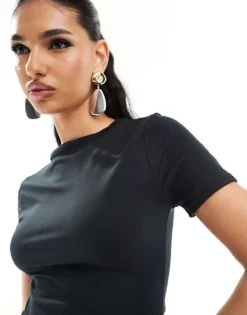 Missyempire Slinky Fitted T-shirt In Black For Women -Missyempire Sales Store 206279573 3