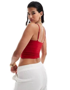 Missyempire Cut Out Halterneck Crop Top In Red For Women -Missyempire Sales Store 206289698 4