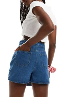 Missyempire Wrap Front Denim Skort In Blue For Women -Missyempire Sales Store 206289741 4