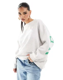 Missyempire Exclusive New York Back Slogan Sweatshirt Co-ord In Grey Marl For Women -Missyempire Sales Store 206492093 4