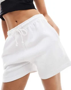 Missyempire Exclusive Drawstring Sweat Short Co-ord In White For Women