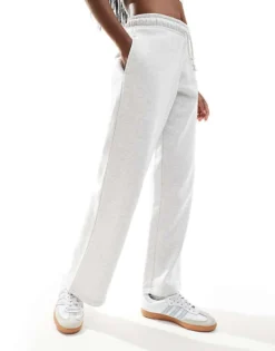 Missyempire Exclusive Wide Leg Jogger Co-ord In Grey For Women Grey Marl -Missyempire Sales Store 206494093 3