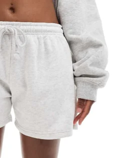 Missyempire Exclusive Sweat Short Co-ord In Grey Marl For Women -Missyempire Sales Store 206494103 3