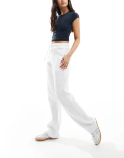 Missyempire Exclusive Drawstring Detail Wide Leg Jogger Co-ord In White For Women -Missyempire Sales Store 206494133 3