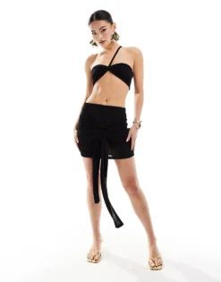 Missyempire Exclusive Bandeau Top And Mini Skirt Co-ord In Coffee -Missyempire Sales Store 206757328 1 black 2