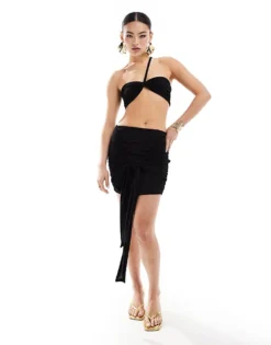 Missyempire Exclusive Bandeau Top And Mini Skirt Co-ord In Coffee -Missyempire Sales Store 206757329 1 black 1