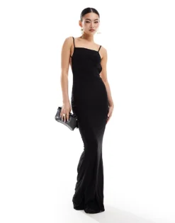 Missyempire Ruched Low Back Maxi Dress In Black For Women -Missyempire Sales Store 206784924 3