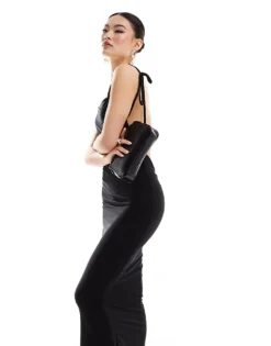 Missyempire Ruched Low Back Maxi Dress In Black For Women -Missyempire Sales Store 206784924 4