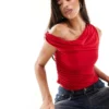 Missyempire Exclusive Slinky Off Shoulder Top In Red For Women