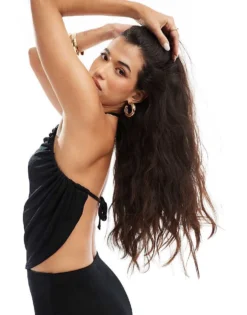 Missyempire Exclusive Cowl Backless Top Co-ord In Black For Women -Missyempire Sales Store 206942567 3