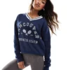 Missyempire Vancouver Tennis Motif Sweatshirt In Navy For Women