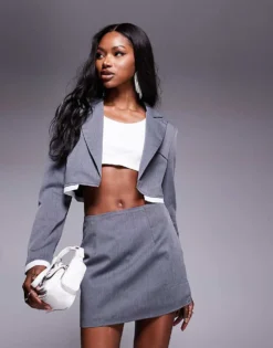 Missyempire Cropped Blazer & Mini Skort Co-ord In Grey -Missyempire Sales Store 207418458 1 grey