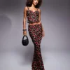 Missyempire Bustier Top And Low Rise Maxi Skirt Co-ord In Cherry Print