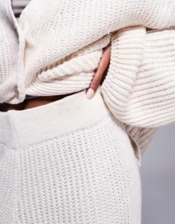 Missyempire Knitted Button Down Cardigan And Trouser Full Set In Beige For Women -Missyempire Sales Store 207609990 4