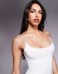 Missyempire Double Layered Slinky Scoop Neck Cami Mini Dress In White For Women -Missyempire Sales Store 208306306 4