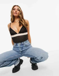 Missyempire Exclusive Lingerie Mesh Contrast Motif Body In Black For Women -Missyempire Sales Store 23169973 4